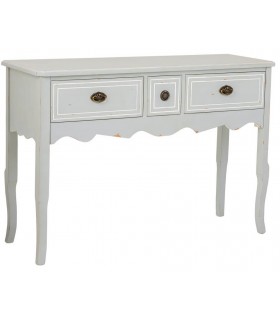 Consola gris clásica con 3 cajones y acabado rozado vintage. Mdmhogar