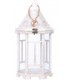 Farol clásico de madera blanca rozada, con cuerda y cristal.