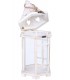 Farol clásico de madera blanca rozada, con cuerda y cristal. 2