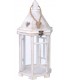 Farol clásico de madera blanca rozada, con cuerda y cristal. Mdmhogar