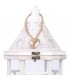 Farol clásico de madera blanca rozada, con cuerda y cristal. 3