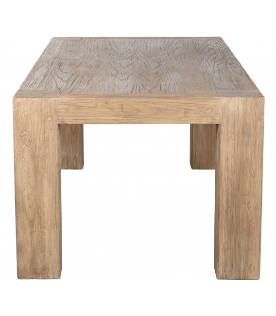 Mesa de comedor grande de madera maciza de olmo estilo colonial. 1