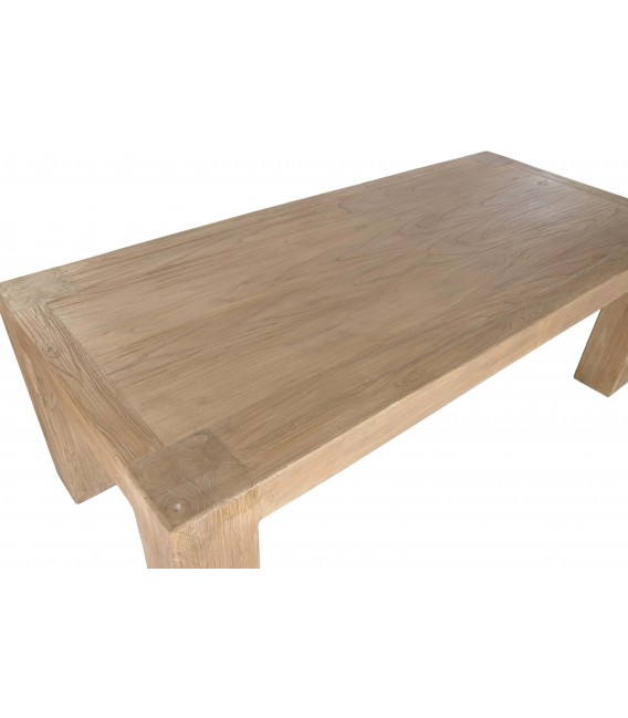 Mesa de comedor grande de madera maciza de olmo estilo colonial. 2