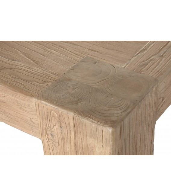 Mesa de comedor grande de madera maciza de olmo estilo colonial. 3