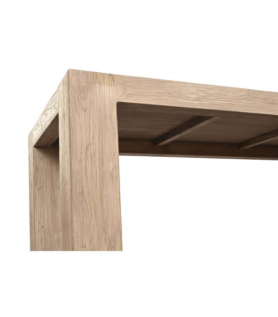 Mesa de comedor grande de madera maciza de olmo estilo colonial. 4