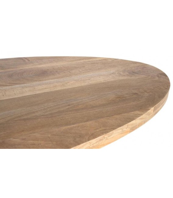 Mesa ovalada XL madera mango metal negro, diseño industrial elegante. 2