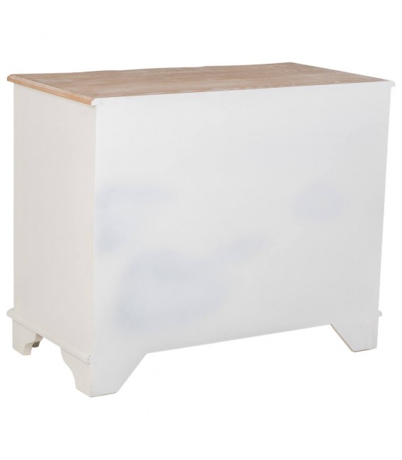 Cómoda clásica blanca y natural con tiradores metálicos en dorado. 2