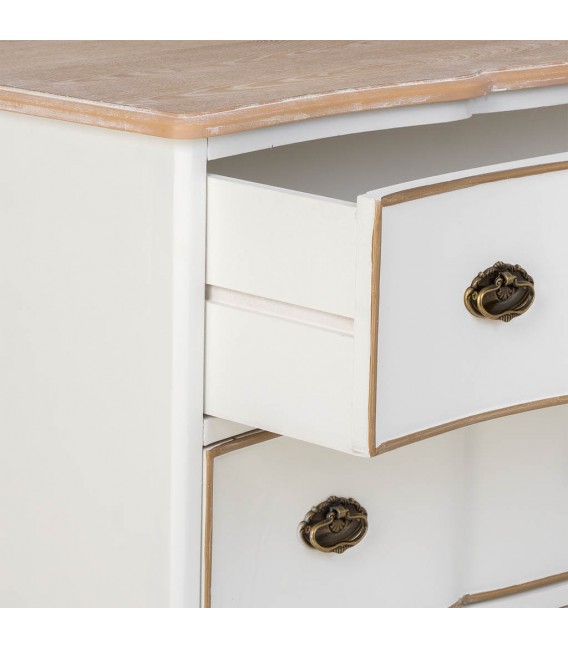Cómoda clásica blanca y natural con tiradores metálicos en dorado. 4