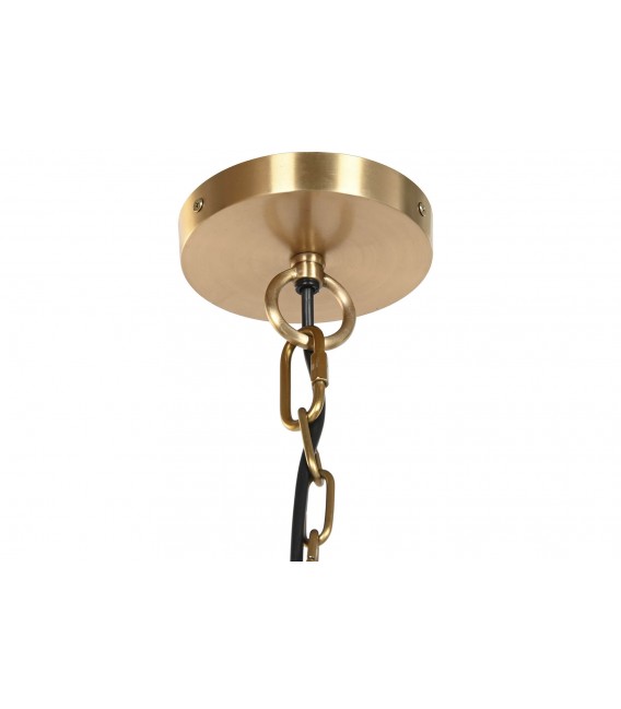 Lámpara XL de techo art decó en metal dorado y pantallas beige. 3