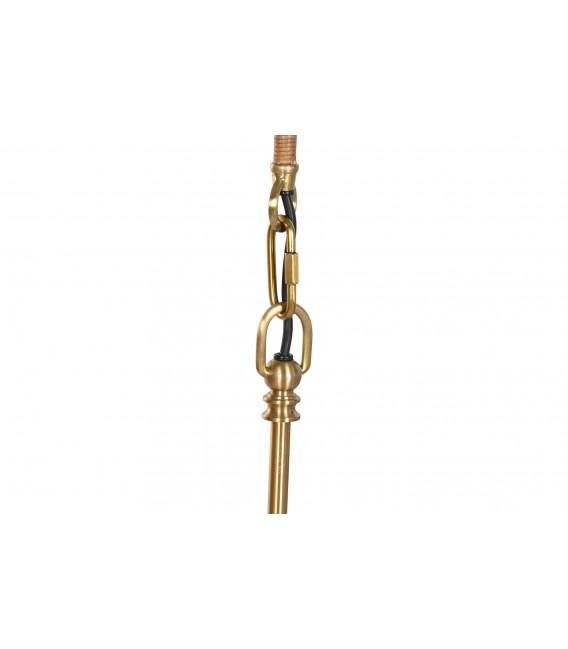 Lámpara XL de techo art decó en metal dorado y pantallas beige. 4