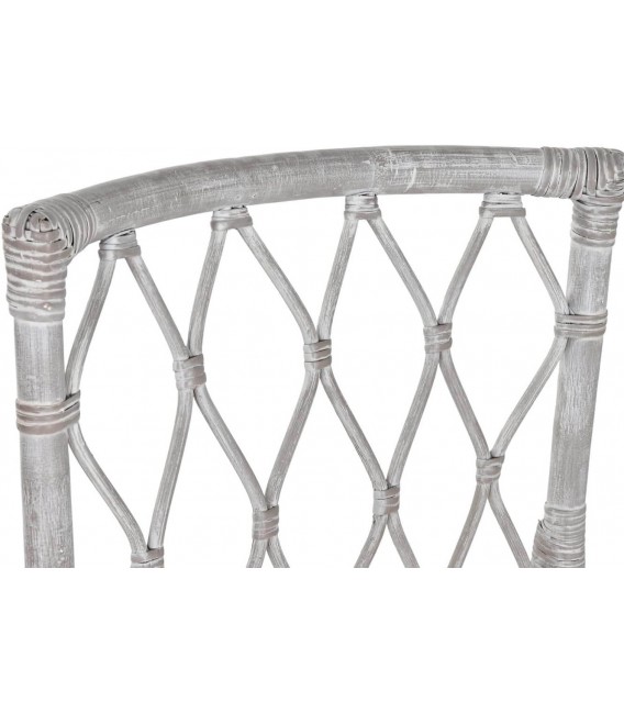 Silla comedor en ratán blanco decapado con cojín blanco incluido. 2