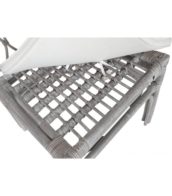 Silla comedor en ratán blanco decapado con cojín blanco incluido. 4