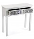 Consola blanca con cajones decorados con azulejos en azul y negro. 2