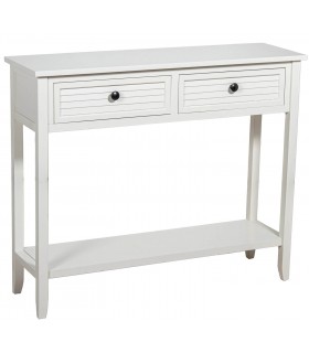 Consola blanca con 2 cajones estilo boho, funcional y decorativa. Mdmhogar