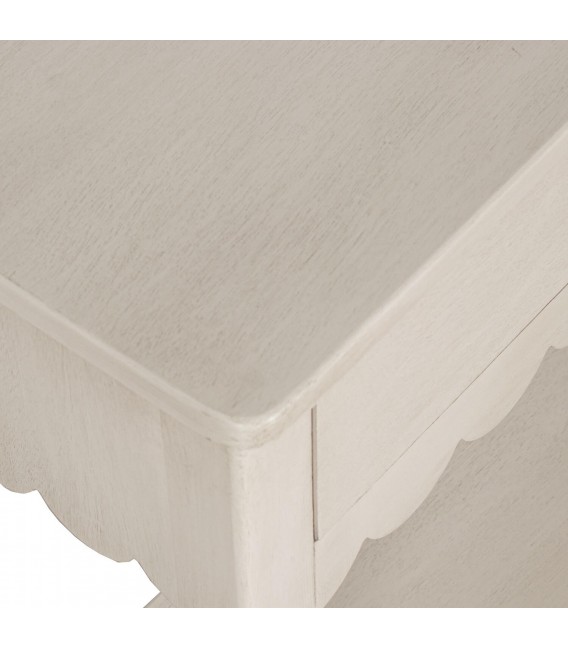 Consola de entrada beige de madera con 2 cajones y estante inferior. 3