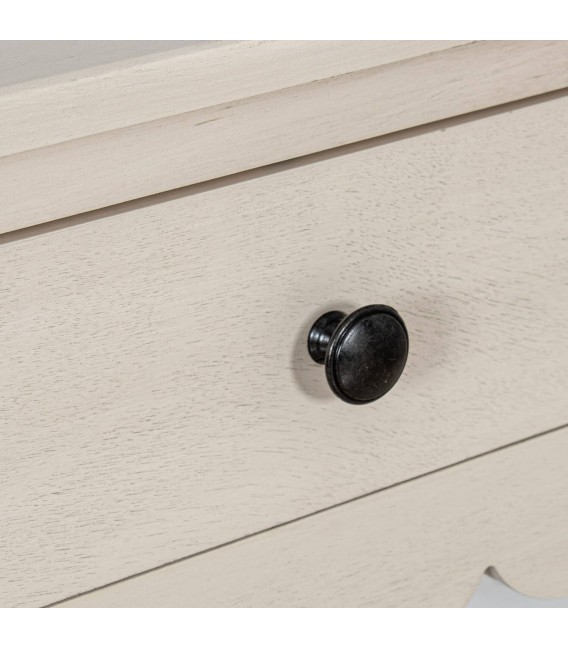 Consola de entrada beige de madera con 2 cajones y estante inferior. 5