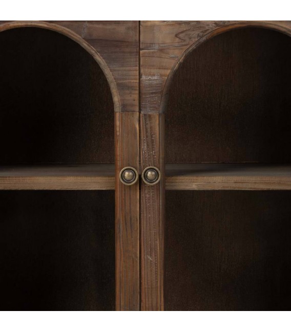 Aparador rústico puertas de cristal, madera reciclada acabado nogal.4