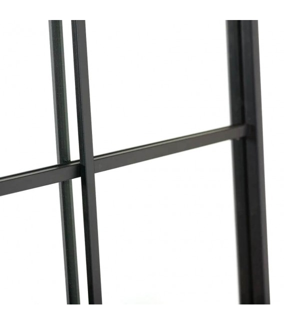 Espejo vestidor metal negro mate y cristal plata. Estilo industrial.