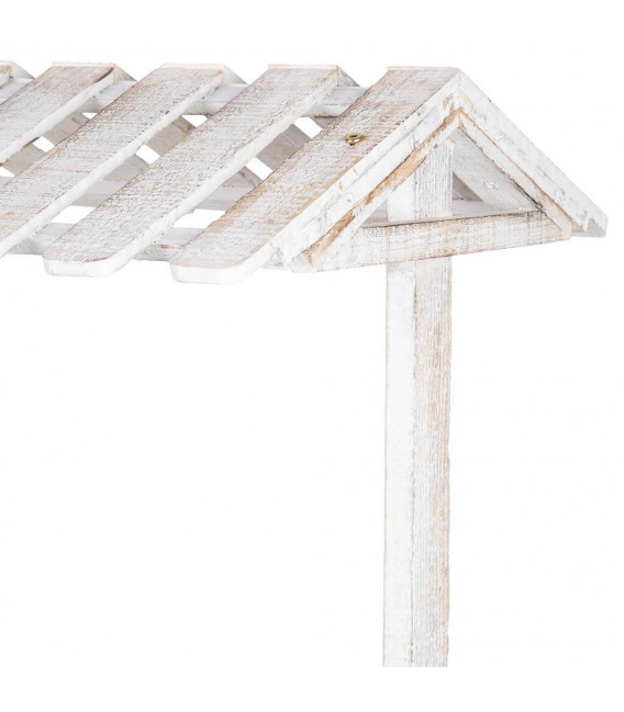 Carro expositor blanco de madera, ratán y metal estilo vintage. 3