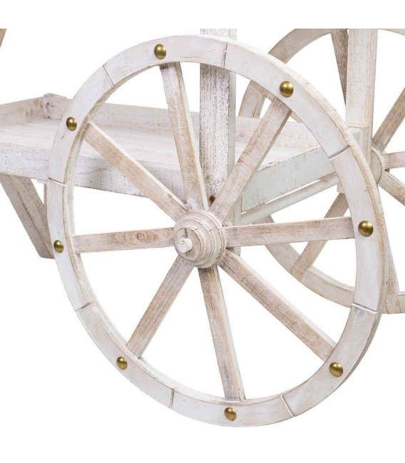 Carro expositor blanco de madera, ratán y metal estilo vintage. 5