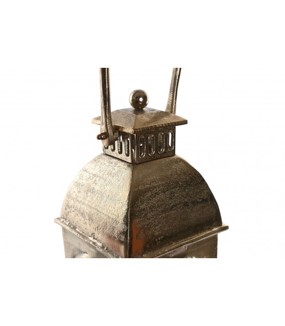 Portavelas XL dorado aluminio con cristal diseño clásico elegante. 1