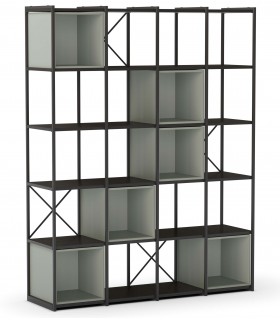 Estantería industrial grande en melamina verde y hierro negro. 1