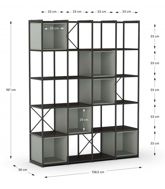 Estantería industrial grande en melamina verde y hierro negro. 2