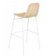 Taburete alto boho con asiento de ratán natural y estructura blanca. 2
