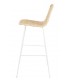 Taburete alto boho con asiento de ratán natural y estructura blanca. 1