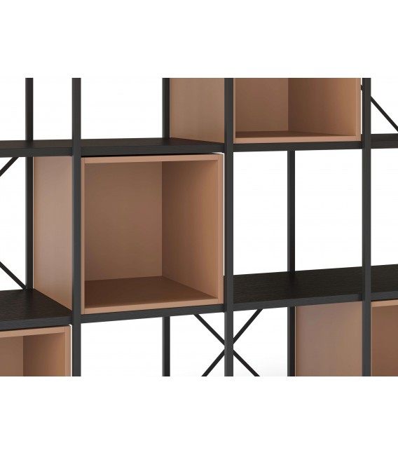 Estantería industrial grande en metal negro y melamina terracota. 3