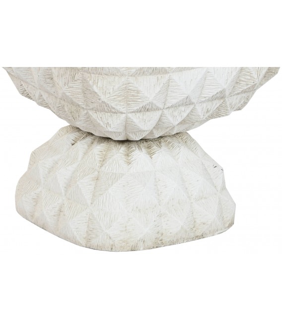 Macetero crudo fibra y arcilla con textura geométrica artesanal. 1