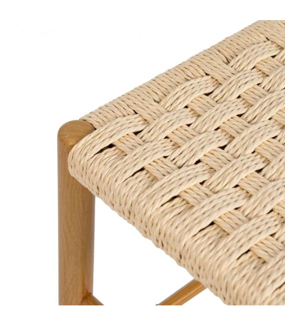 Banco colonial metal roble y cuerda trenzada color natural. 2