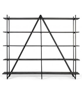 Estantería XL negra de 5 baldas con estructura metálica triangular.