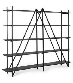 Estantería XL negra de 5 baldas con estructura metálica triangular. Mdmhogar