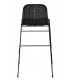 Taburete boho negro con asiento de ratán trenzado y metal negro. 3