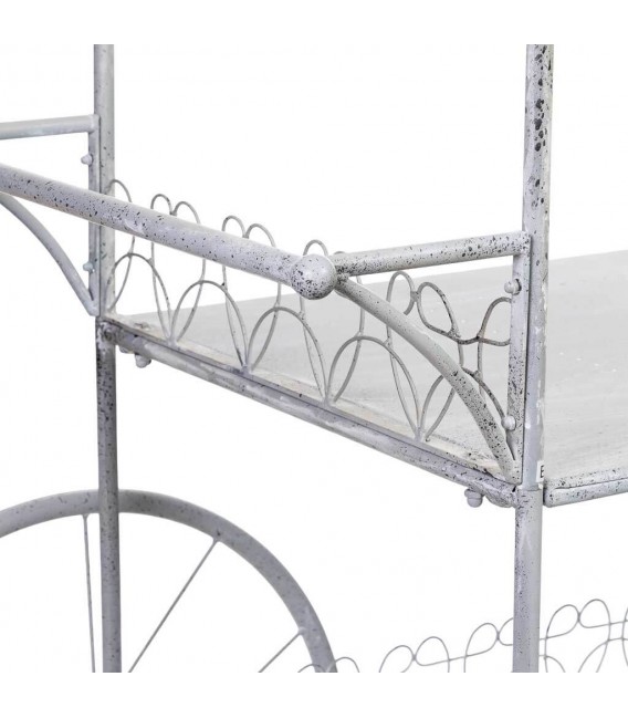 Carro expositor XXL de metal con acabado gris patinado blanco.3