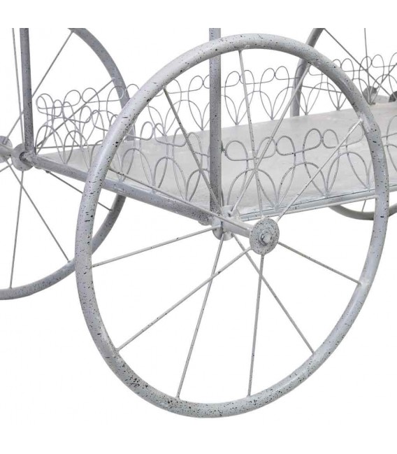 Carro expositor XXL de metal con acabado gris patinado blanco.4