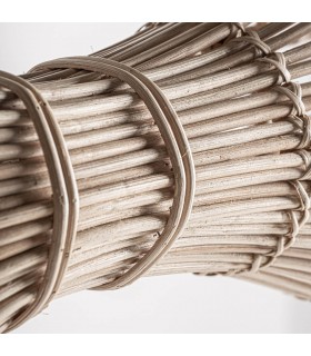 Lámpara XL de ratán trenzado artesanal en forma de pez, 2 luces.