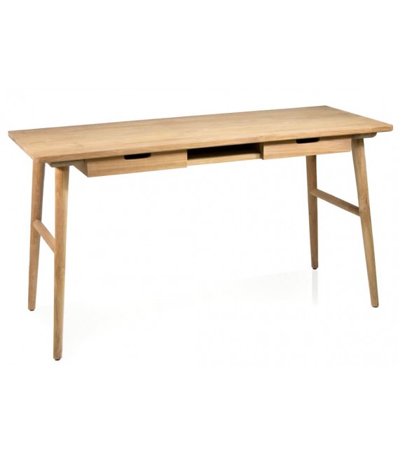 Escritorio de madera de teca con 2 cajones. Estilo colonial natural. Mdmhogar