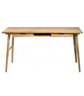 Escritorio de madera de teca con 2 cajones. Estilo colonial natural.
