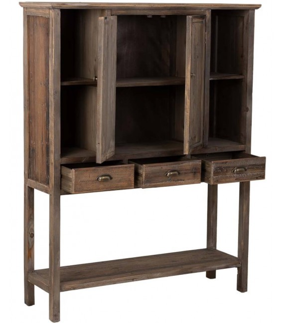 Armario rústico con puertas, cajones y estantes de madera reciclada. 1