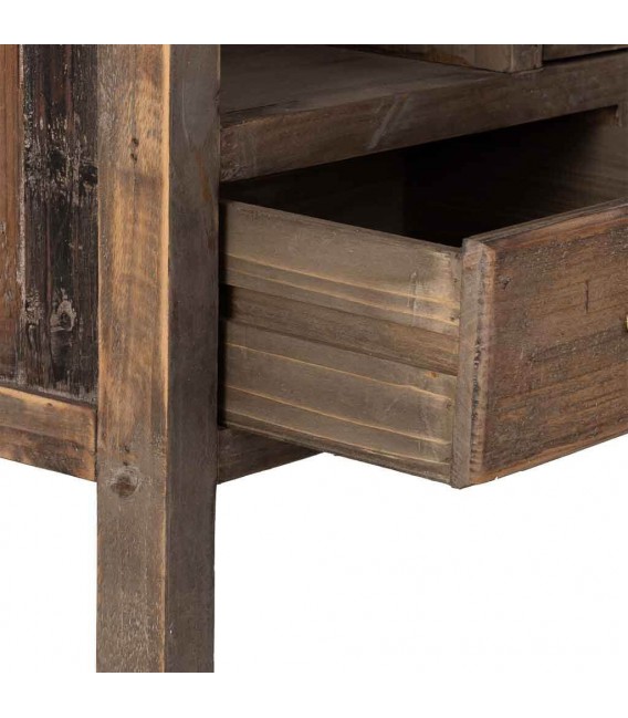 Armario rústico con puertas, cajones y estantes de madera reciclada. 4