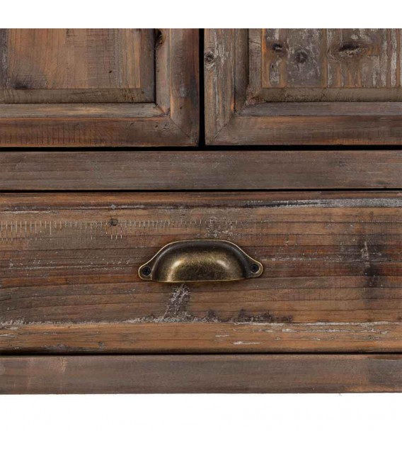 Armario rústico con puertas, cajones y estantes de madera reciclada. 3