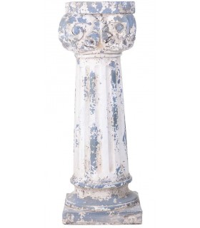 Columna corintia decorativa blanca y gris para interior o exterior.