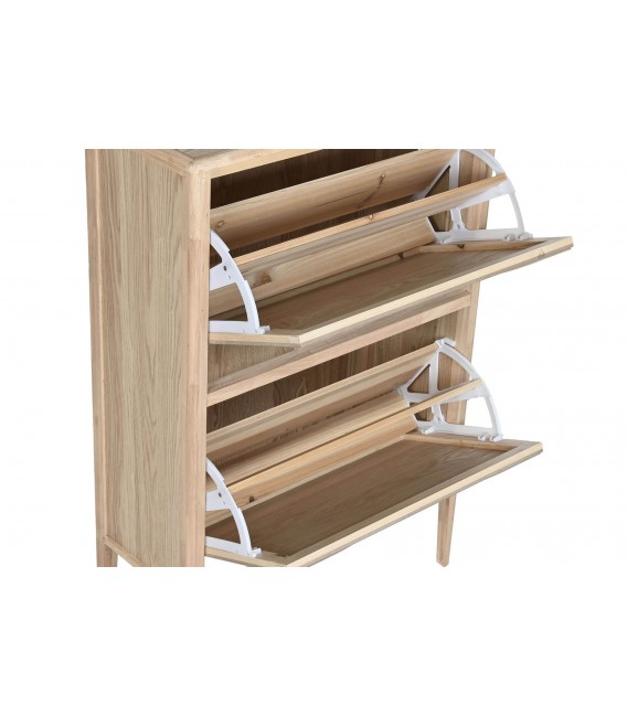 Mueble zapatero de madera clara natural y ratán estilo oriental chic. 3