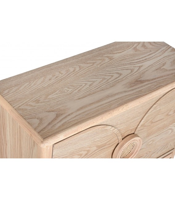 Mueble zapatero de madera clara natural y ratán estilo oriental chic. 2