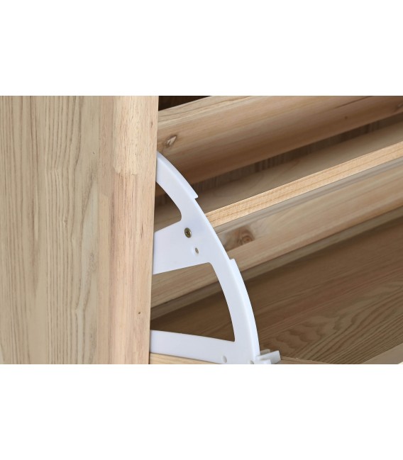 Mueble zapatero de madera clara natural y ratán estilo oriental chic. 5