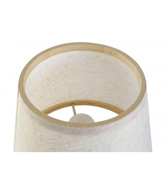 Lámpara de bambú trenzado con pantalla textil beige artesanal. 1
