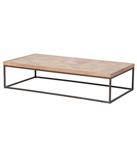 Mesa de centro XL de madera natural con estructura de hierro negro. Mdmhogar
