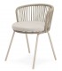 Silla exterior beige en metal y cuerda con cojín incluido.  Mdmhogar